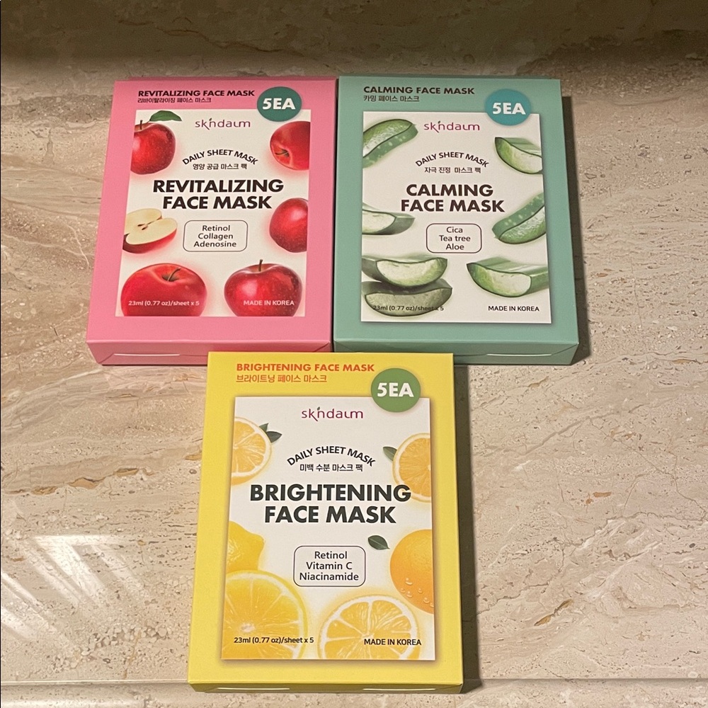 skndaum Face Mask Set - Revitalizing, Calming, Brightening